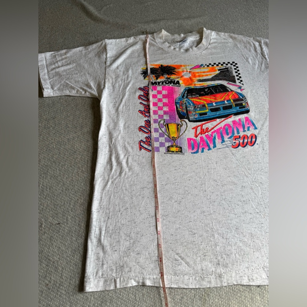 Vintage 1990’s NASCAR Racing Daytona
500 short sleeve tee shirt Light Gray XL - Picture 6 of 14